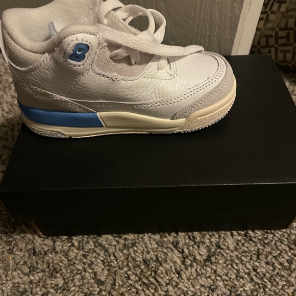 Jordan Kids White and Light Blue Sneakers